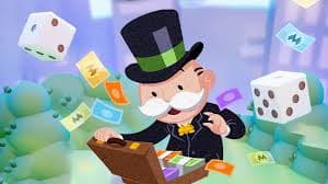 Monopoly Go character with free dice and money