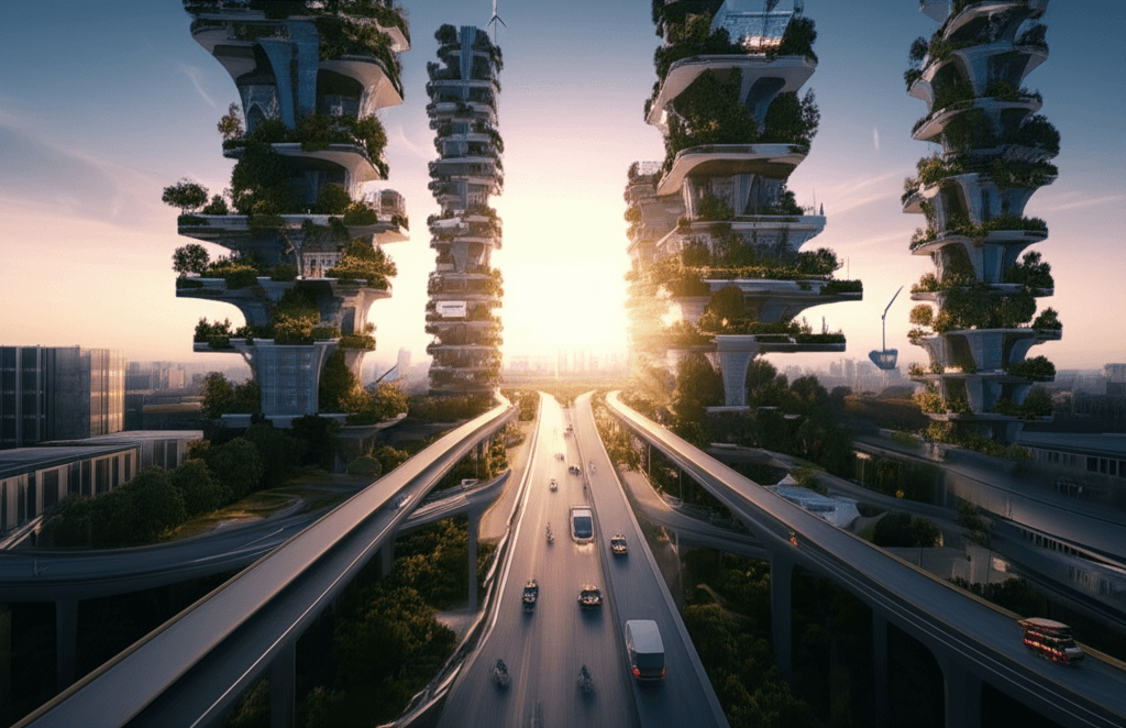 Digital art of a sustainable futuristic city