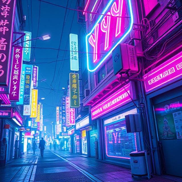 Futuristic Y3K fashion concept with holographic elements and neon lighting
