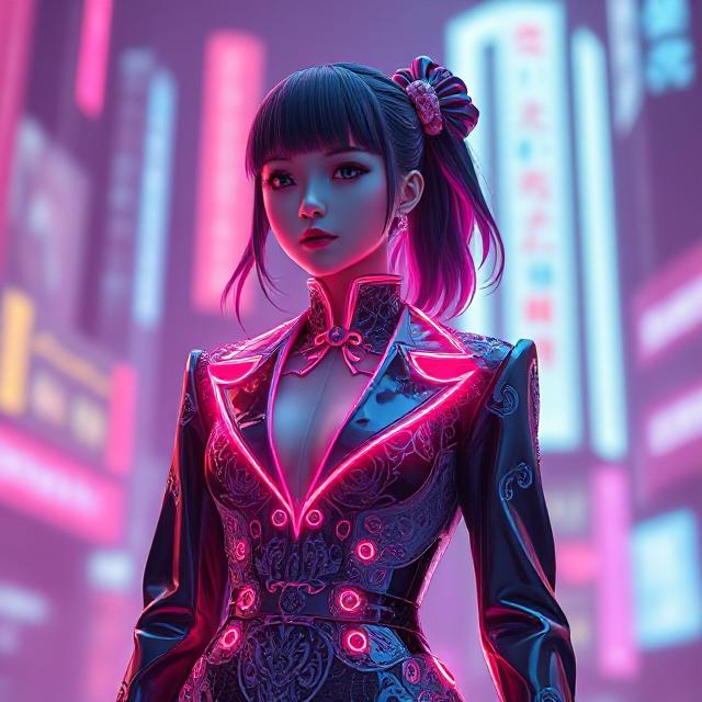 Futuristic Y3K fashion outfits featuring metallic fabrics, holographic accessories and cyber-inspired designs